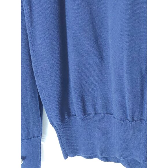 J.Crew Slim Fit Cotton Half-Zip Sweater Dark Blue Ribbed Collar - Picture 7 of 14